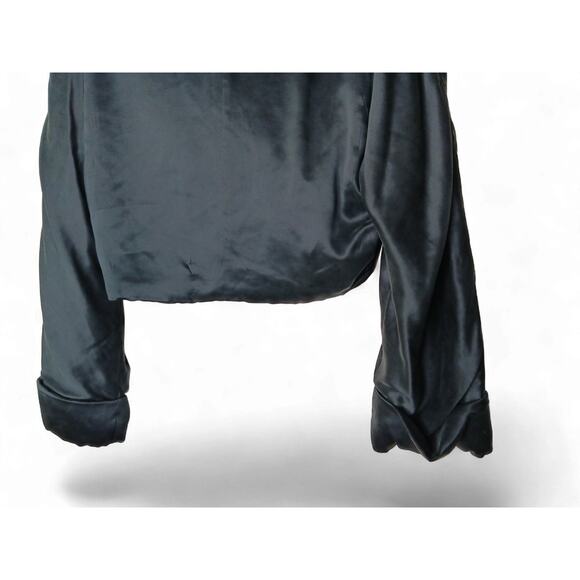 Sara Sturgeon 100% Silk Cropped Wrap Jacket Black Satin Blazer Top Sz 4 Vintage - Picture 9 of 13